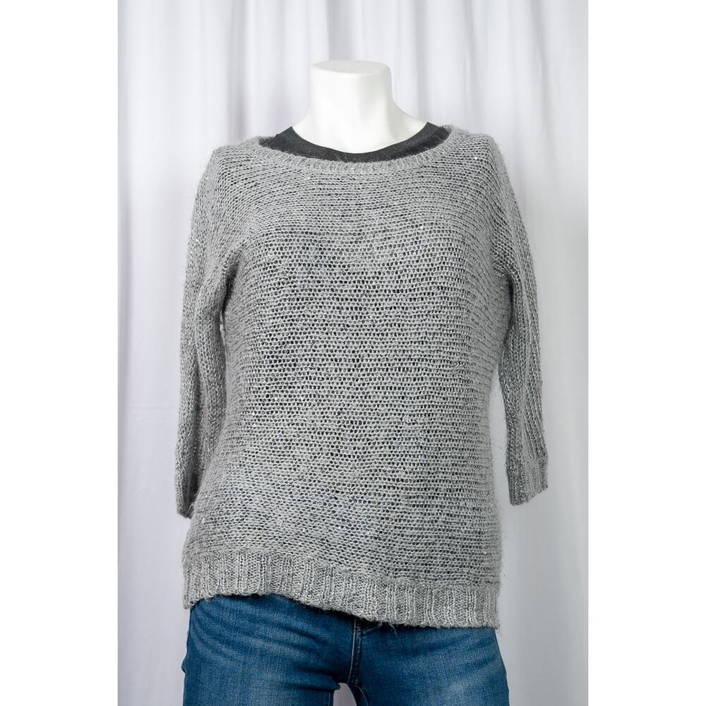 Pink Rose - light weight sweater - Silver with sequins sz S
